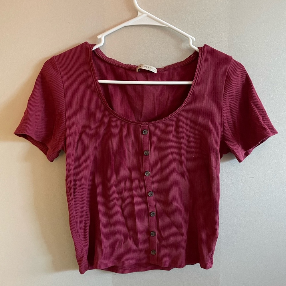 Marshalls Short Sleeve Maroon top. Very soft.